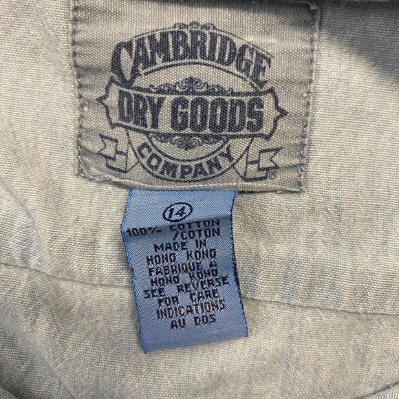 Cambridge Cultural Patch Embroidered Button Up Shirt (Size: 14, Color: Blue) - Picture 3 of 3